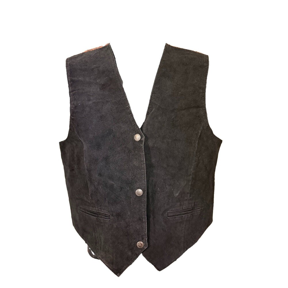 Vintage Arizona Black Sued & Paisley Western Style Vest SZ L - Picture 1 of 4